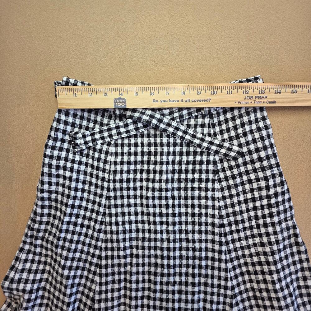 Reformation Silas Gingham Linen Midi Skirt Black & White Sz 2 - Picture 7 of 7
